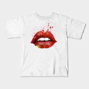 Splash Kiss Red Lips Kids T-Shirt